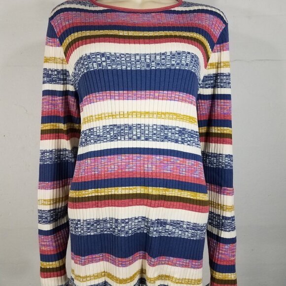 Sundance Sweaters - Sundance colorful striped ribbed lightweight sweater knit top ladies XXL 2XL